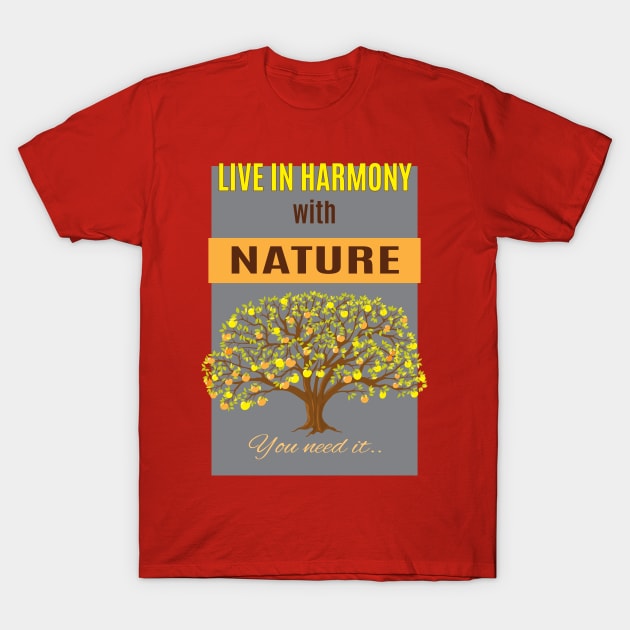 live in harmony with apple tree T-Shirt by Alina